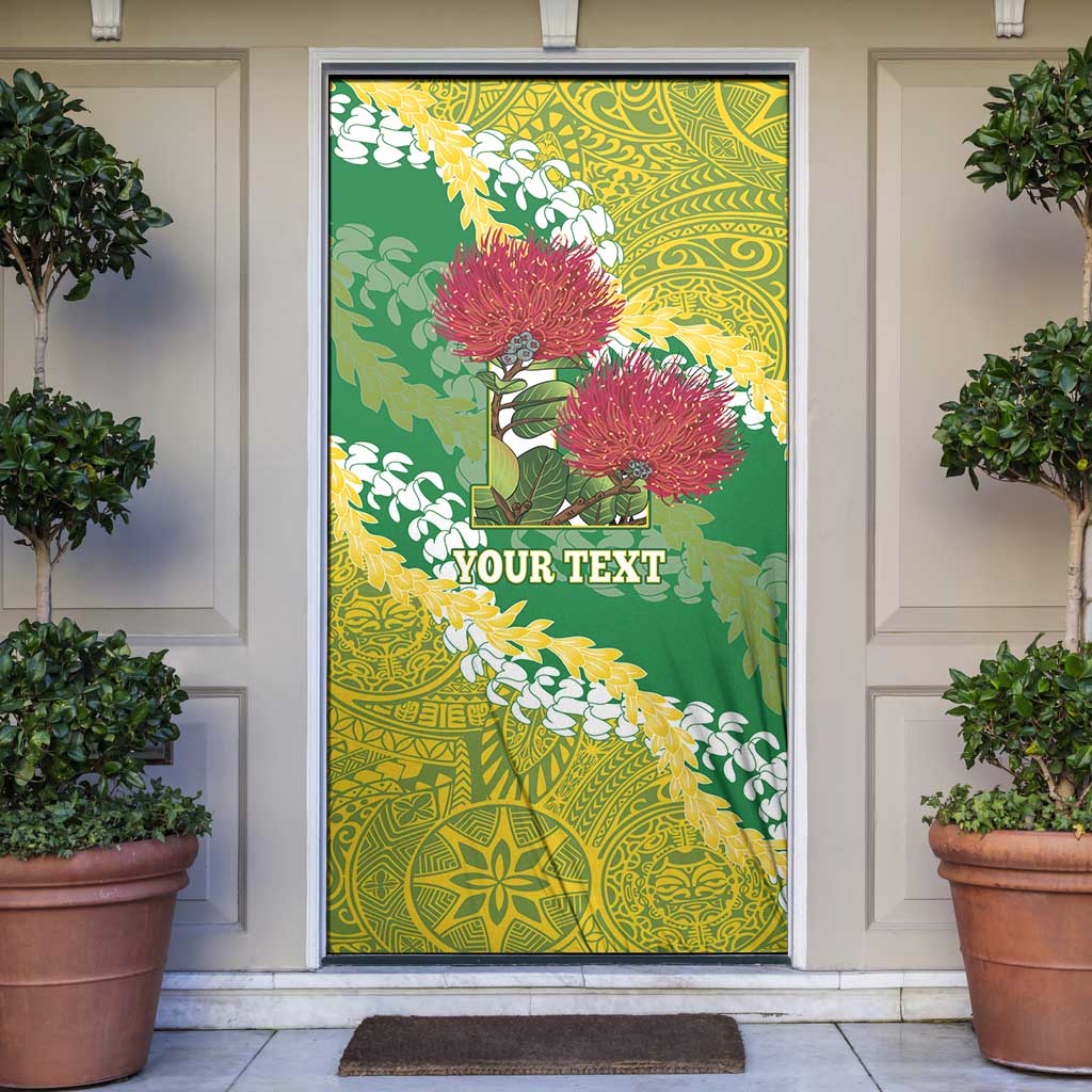 Personalized Leilehua Hawaii High School Door Cover Puakenikeni Lei Hawaiian Pattern LT14 Green - Polynesian Pride