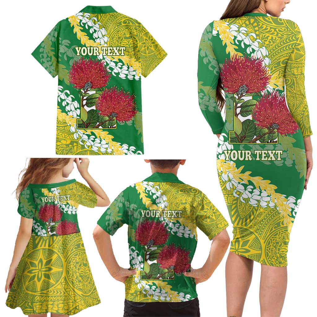 Personalized Leilehua Hawaii High School Family Matching Long Sleeve Bodycon Dress and Hawaiian Shirt Puakenikeni Lei Hawaiian Pattern - Polynesian Pride