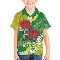 Personalized Leilehua Hawaii High School Family Matching Long Sleeve Bodycon Dress and Hawaiian Shirt Puakenikeni Lei Hawaiian Pattern - Polynesian Pride