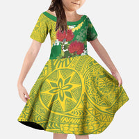 Personalized Leilehua Hawaii High School Family Matching Short Sleeve Bodycon Dress and Hawaiian Shirt Puakenikeni Lei Hawaiian Pattern - Polynesian Pride