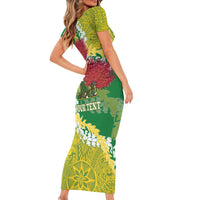 Personalized Leilehua Hawaii High School Family Matching Short Sleeve Bodycon Dress and Hawaiian Shirt Puakenikeni Lei Hawaiian Pattern - Polynesian Pride