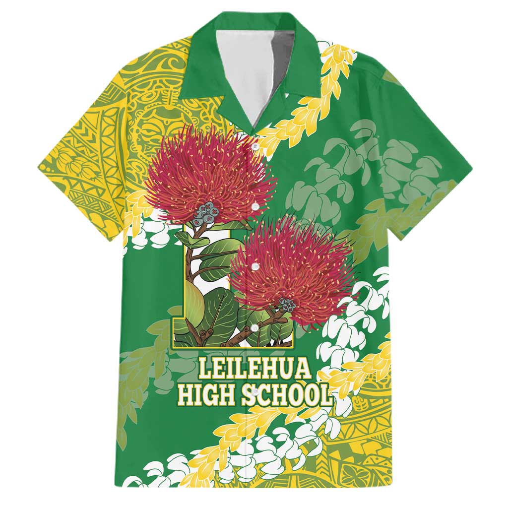 Personalized Leilehua Hawaii High School Family Matching Tank Maxi Dress and Hawaiian Shirt Puakenikeni Lei Hawaiian Pattern - Polynesian Pride
