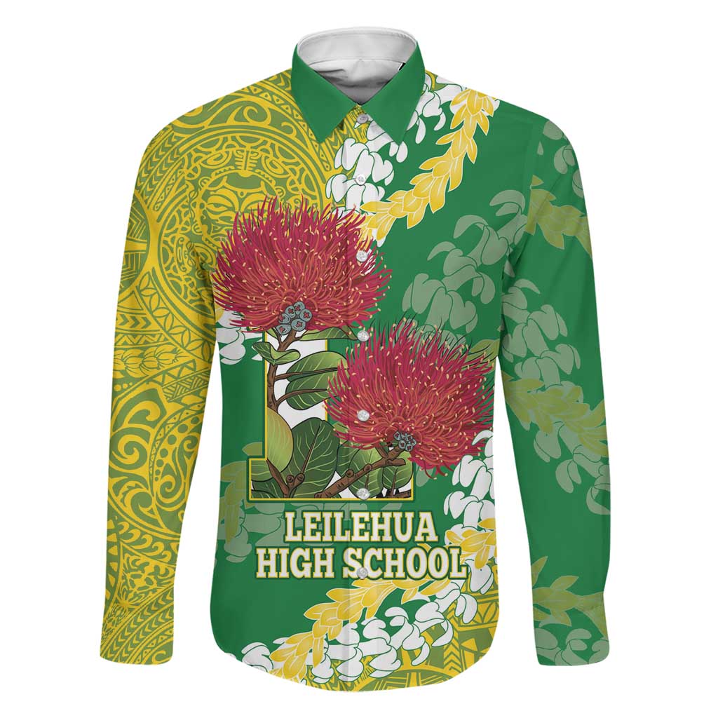 Personalized Leilehua Hawaii High School Family Matching Tank Maxi Dress and Hawaiian Shirt Puakenikeni Lei Hawaiian Pattern - Polynesian Pride