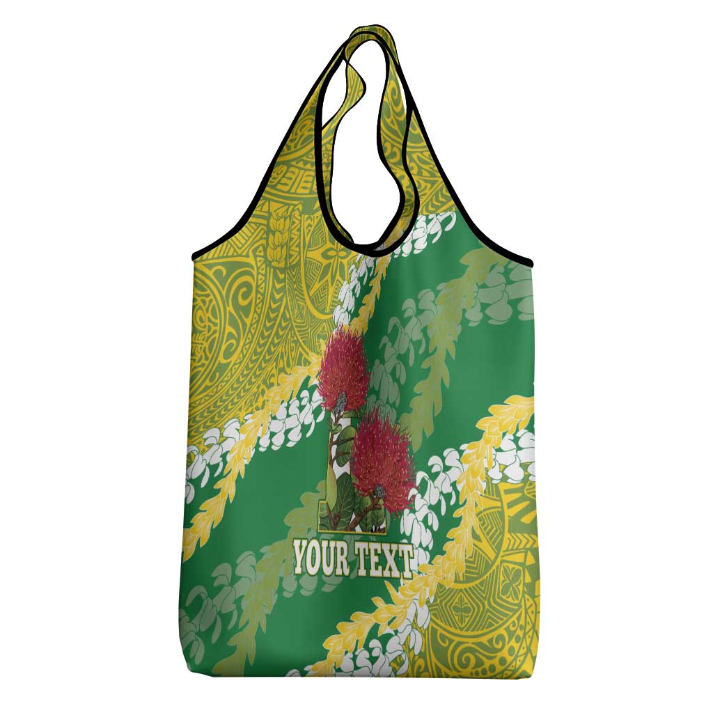 Personalized Leilehua Hawaii High School Grocery Bag Puakenikeni Lei Hawaiian Pattern - Polynesian Pride