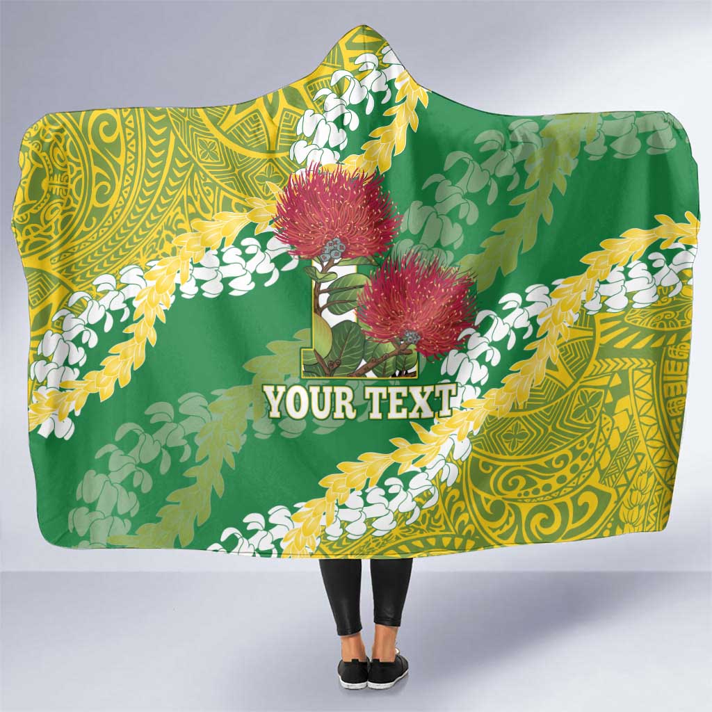 Personalized Leilehua Hawaii High School Hooded Blanket Puakenikeni Lei Hawaiian Pattern - Polynesian Pride
