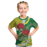 Personalized Leilehua Hawaii High School Kid T Shirt Puakenikeni Lei Hawaiian Pattern - Polynesian Pride
