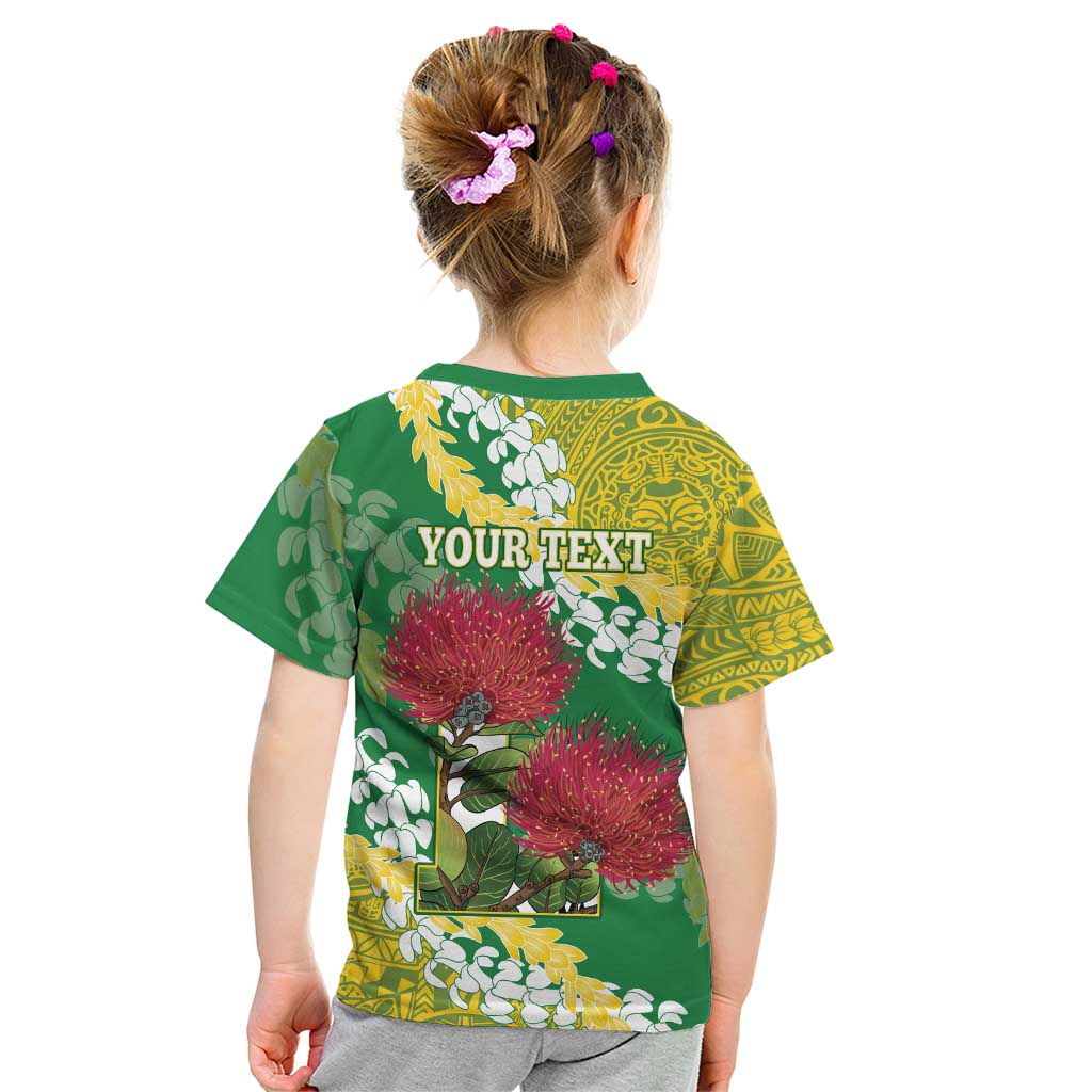 Personalized Leilehua Hawaii High School Kid T Shirt Puakenikeni Lei Hawaiian Pattern - Polynesian Pride