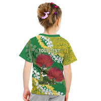 Personalized Leilehua Hawaii High School Kid T Shirt Puakenikeni Lei Hawaiian Pattern - Polynesian Pride