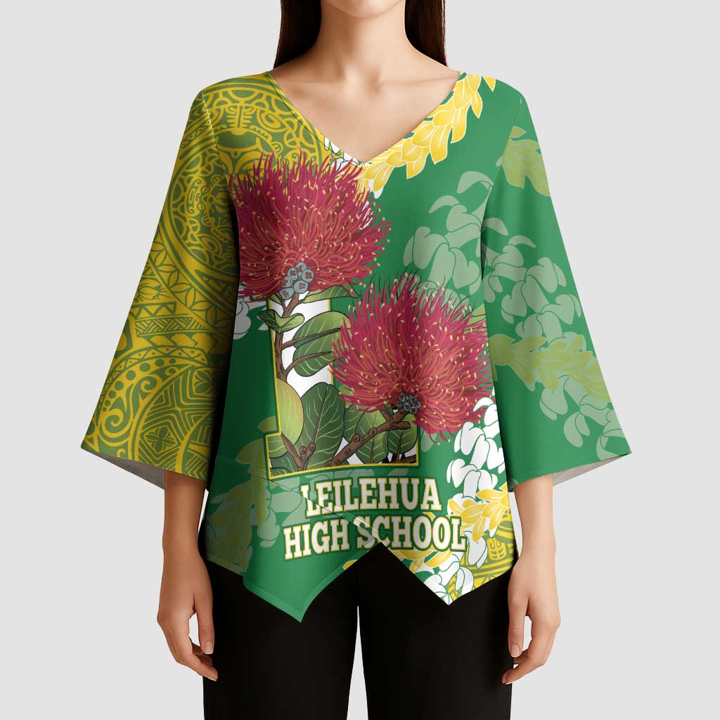 Personalized Leilehua Hawaii High School Kimono Sleeve Blouse Puakenikeni Lei Hawaiian Pattern LT14 - Polynesian Pride