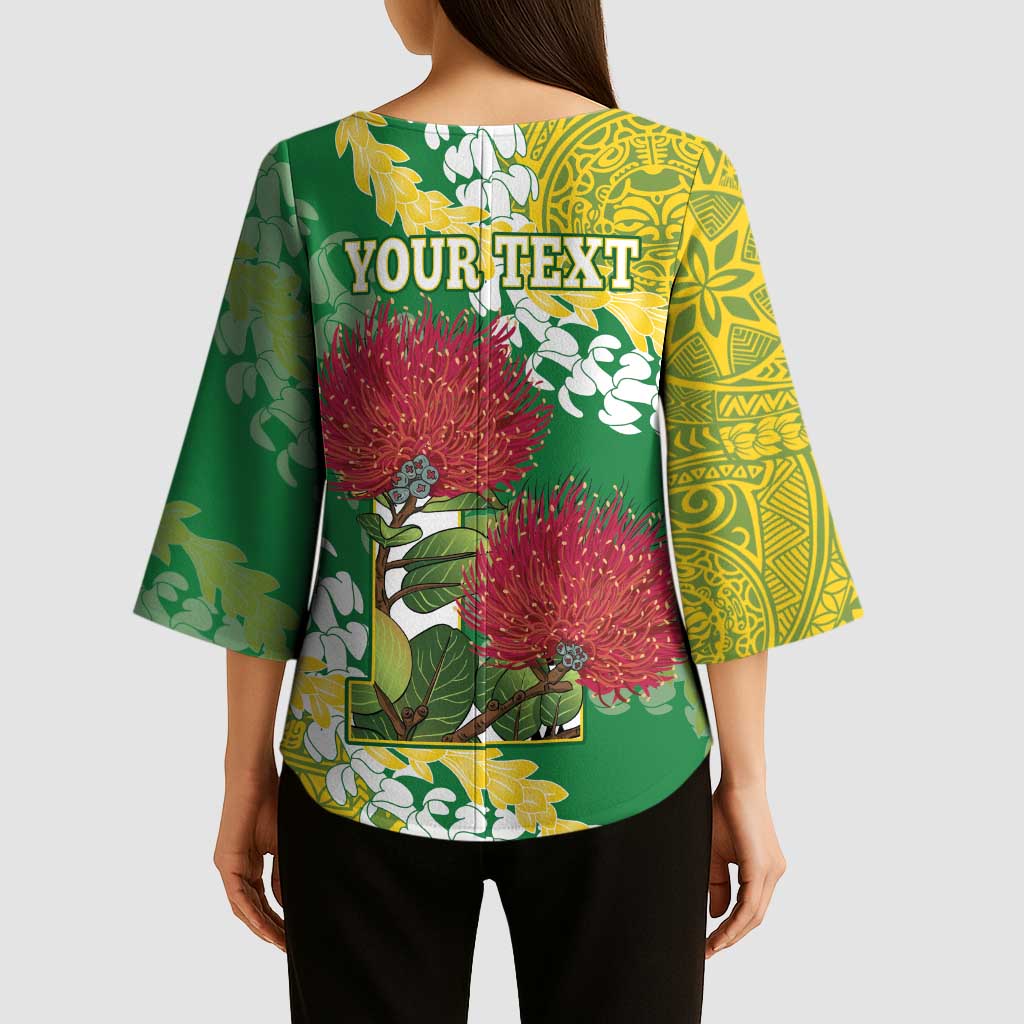Personalized Leilehua Hawaii High School Kimono Sleeve Blouse Puakenikeni Lei Hawaiian Pattern LT14 - Polynesian Pride