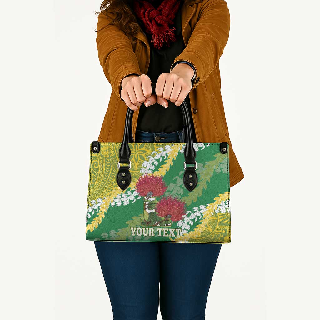 Personalized Leilehua Hawaii High School Leather Bag Puakenikeni Lei Hawaiian Pattern LT14 - Polynesian Pride