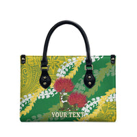 Personalized Leilehua Hawaii High School Leather Bag Puakenikeni Lei Hawaiian Pattern LT14 - Polynesian Pride