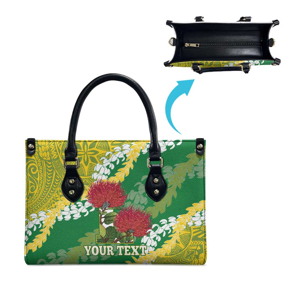 Personalized Leilehua Hawaii High School Leather Bag Puakenikeni Lei Hawaiian Pattern LT14 - Polynesian Pride