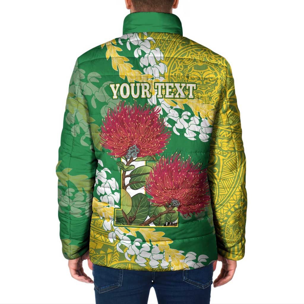 Personalized Leilehua Hawaii High School Padded Jacket Puakenikeni Lei Hawaiian Pattern - Polynesian Pride