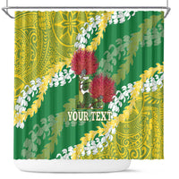 Personalized Leilehua Hawaii High School Shower Curtain Puakenikeni Lei Hawaiian Pattern - Polynesian Pride
