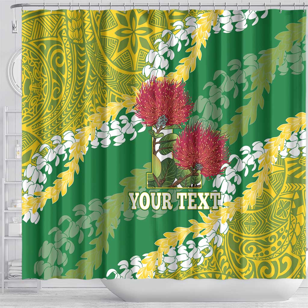Personalized Leilehua Hawaii High School Shower Curtain Puakenikeni Lei Hawaiian Pattern - Polynesian Pride