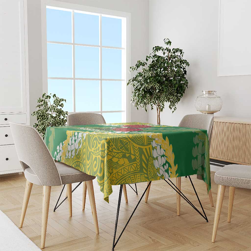 Personalized Leilehua Hawaii High School Tablecloth Puakenikeni Lei Hawaiian Pattern - Polynesian Pride