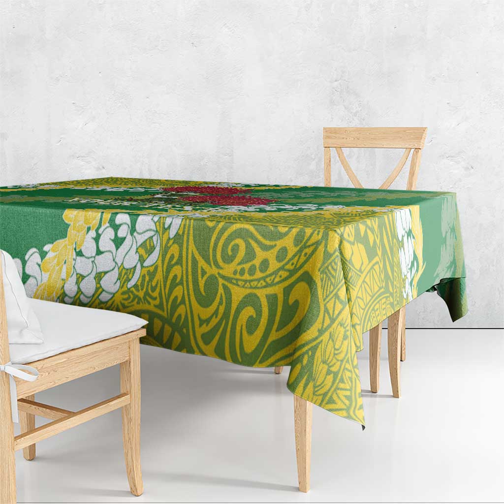 Personalized Leilehua Hawaii High School Tablecloth Puakenikeni Lei Hawaiian Pattern - Polynesian Pride