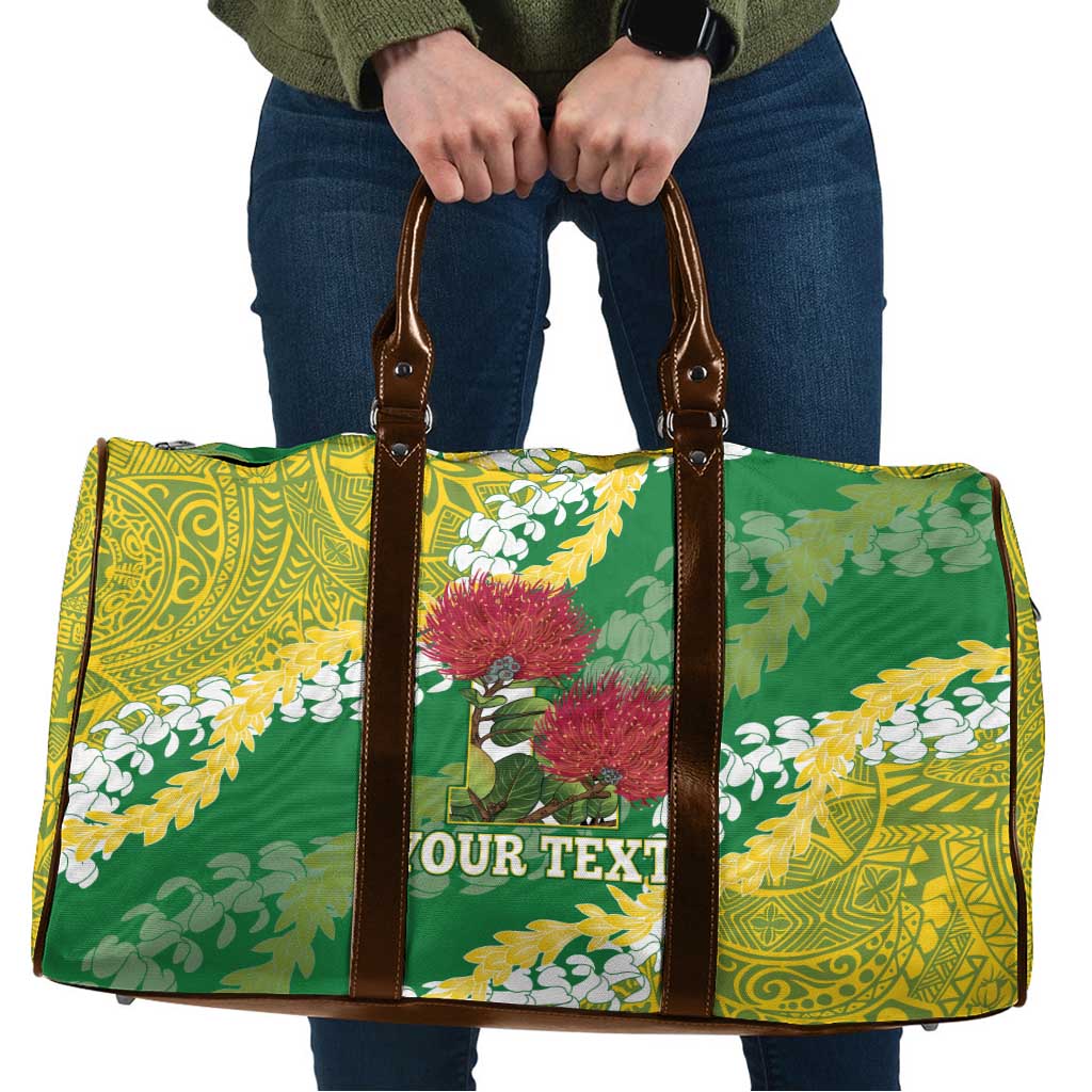 Personalized Leilehua Hawaii High School Travel Bag Puakenikeni Lei Hawaiian Pattern LT14 Green - Polynesian Pride