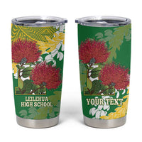Personalized Leilehua Hawaii High School Tumbler Cup Puakenikeni Lei Hawaiian Pattern LT14 Green - Polynesian Pride