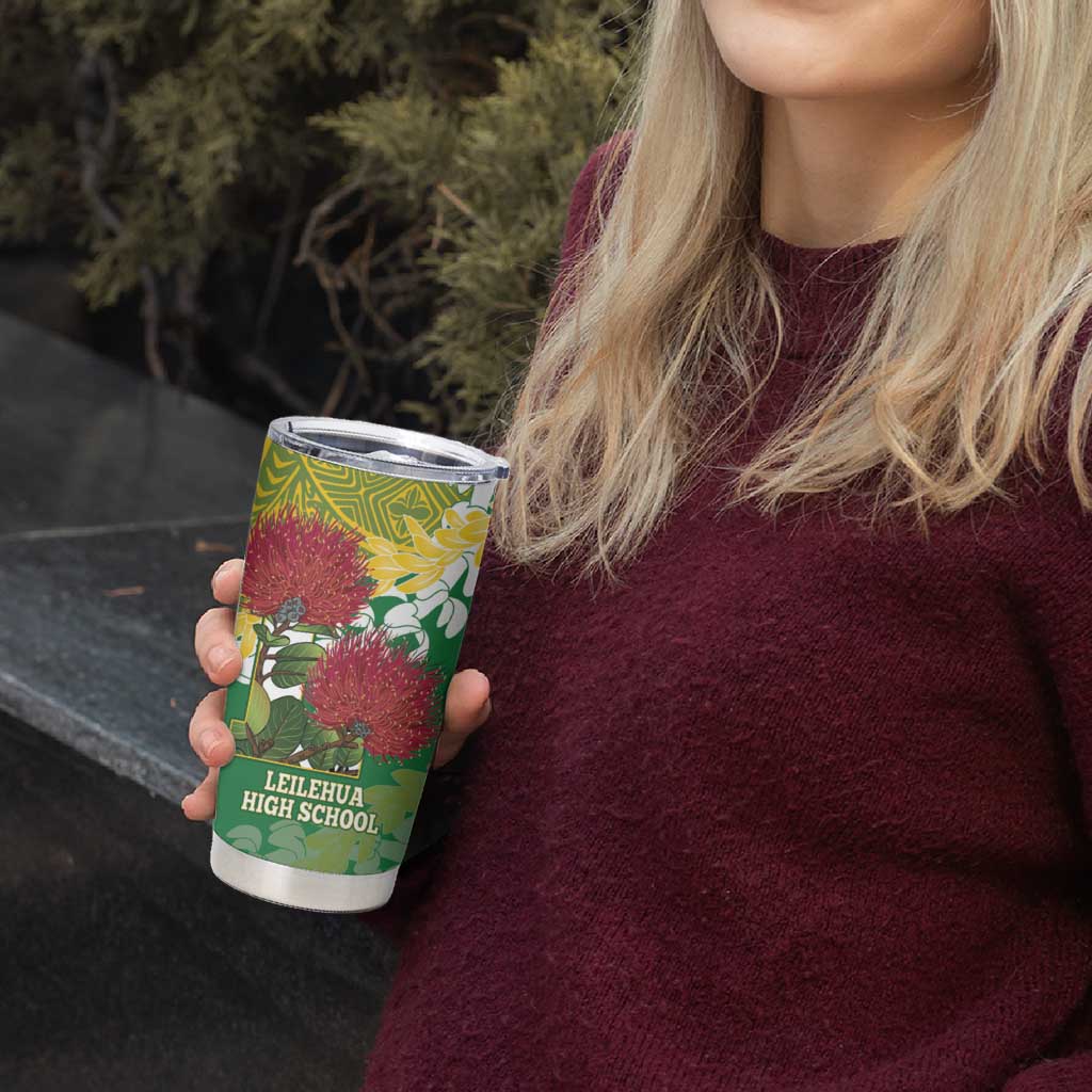 Personalized Leilehua Hawaii High School Tumbler Cup Puakenikeni Lei Hawaiian Pattern LT14 - Polynesian Pride