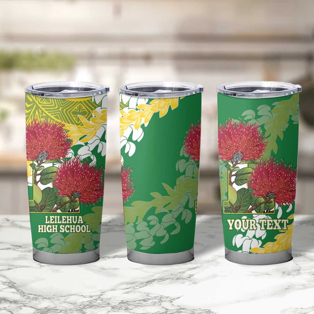 Personalized Leilehua Hawaii High School Tumbler Cup Puakenikeni Lei Hawaiian Pattern LT14 - Polynesian Pride