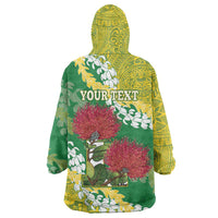 Personalized Leilehua Hawaii High School Wearable Blanket Hoodie Puakenikeni Lei Hawaiian Pattern LT14 - Polynesian Pride