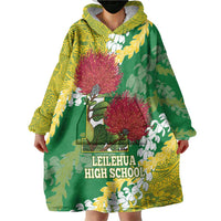 Personalized Leilehua Hawaii High School Wearable Blanket Hoodie Puakenikeni Lei Hawaiian Pattern LT14 - Polynesian Pride