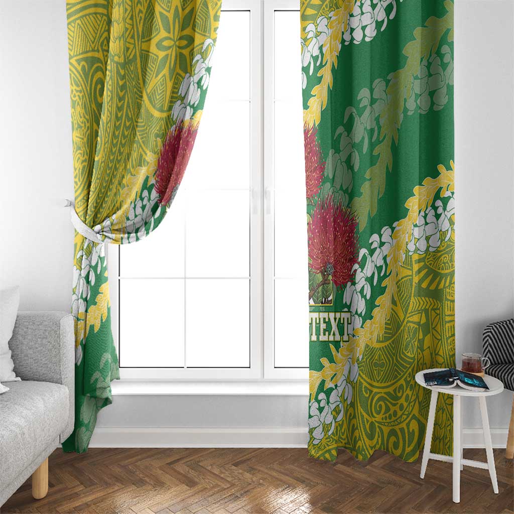 Personalized Leilehua Hawaii High School Window Curtain Puakenikeni Lei Hawaiian Pattern - Polynesian Pride
