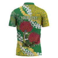 Personalized Leilehua Hawaii High School Zipper Polo Shirt Puakenikeni Lei Hawaiian Pattern - Polynesian Pride