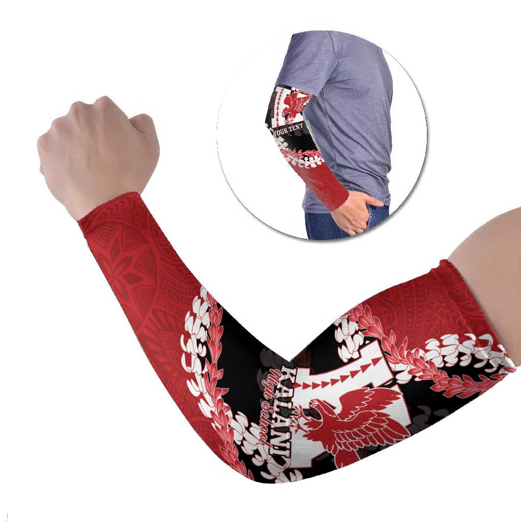 Personalized Kalani Hawaii High School Arm Sleeves Puakenikeni Lei Hawaiian Pattern LT14 Set of 2 Red - Polynesian Pride