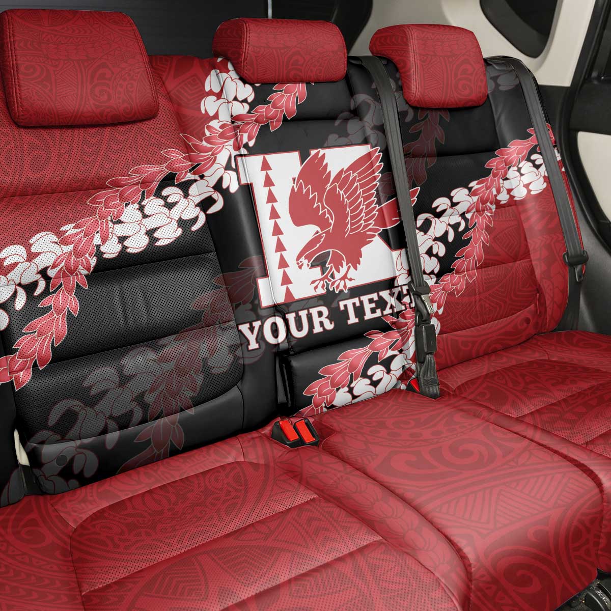 Personalized Kalani Hawaii High School Back Car Seat Cover Puakenikeni Lei Hawaiian Pattern - Polynesian Pride