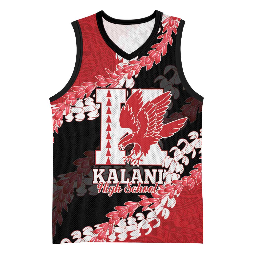 Personalized Kalani Hawaii High School Basketball Jersey Puakenikeni Lei Hawaiian Pattern LT14 Unisex Red - Polynesian Pride