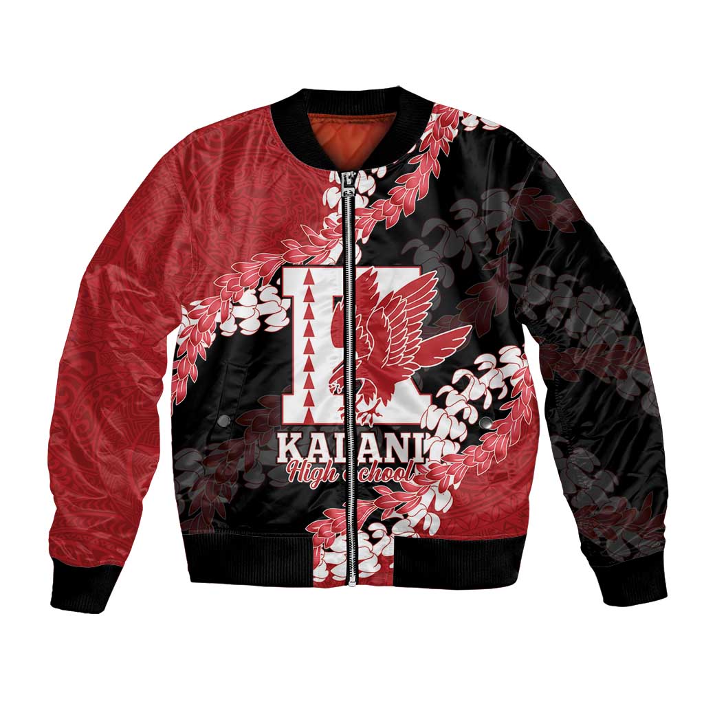 Personalized Kalani Hawaii High School Bomber Jacket Puakenikeni Lei Hawaiian Pattern - Polynesian Pride