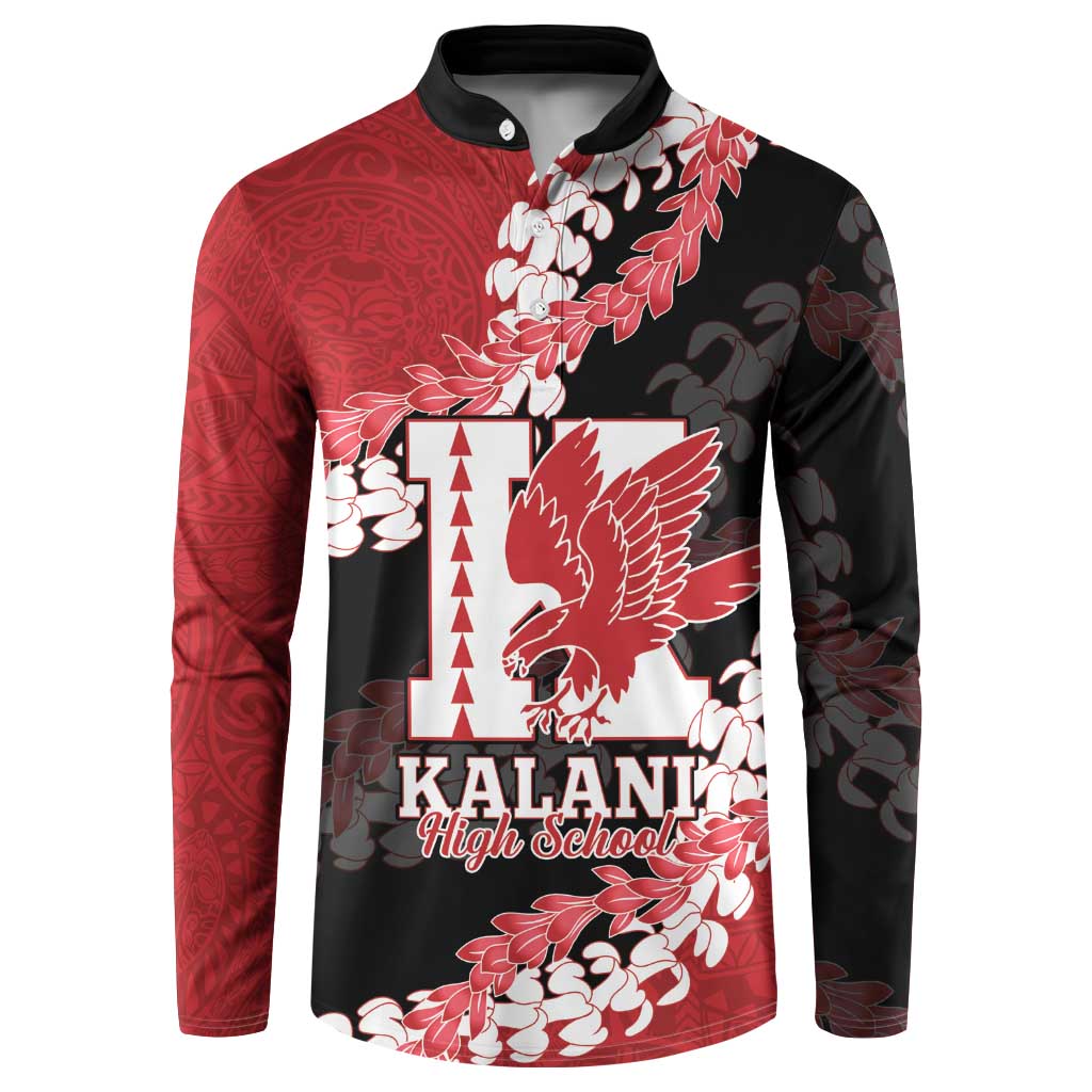 Personalized Kalani Hawaii High School Button Sweatshirt Puakenikeni Lei Hawaiian Pattern LT14 Red - Polynesian Pride