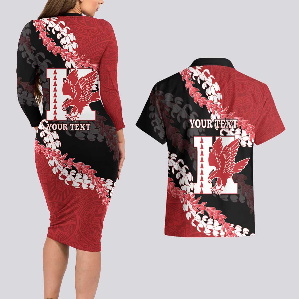 Personalized Kalani Hawaii High School Couples Matching Long Sleeve Bodycon Dress and Hawaiian Shirt Puakenikeni Lei Hawaiian Pattern - Polynesian Pride