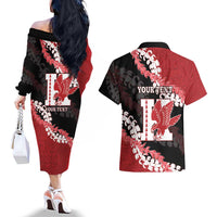 Personalized Kalani Hawaii High School Couples Matching Off The Shoulder Long Sleeve Dress and Hawaiian Shirt Puakenikeni Lei Hawaiian Pattern - Polynesian Pride