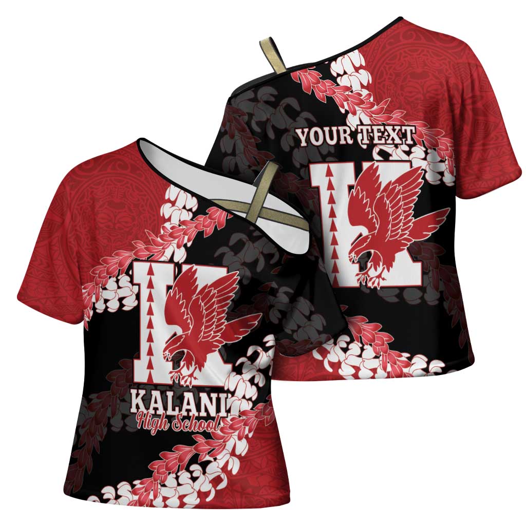 Personalized Kalani Hawaii High School Cross Shoulder Shirt Puakenikeni Lei Hawaiian Pattern LT14 - Polynesian Pride