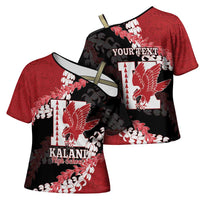 Personalized Kalani Hawaii High School Cross Shoulder Shirt Puakenikeni Lei Hawaiian Pattern LT14 - Polynesian Pride