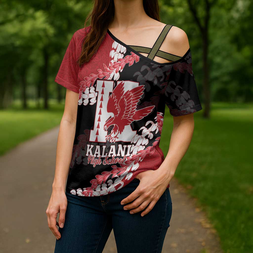 Personalized Kalani Hawaii High School Cross Shoulder Shirt Puakenikeni Lei Hawaiian Pattern LT14 - Polynesian Pride