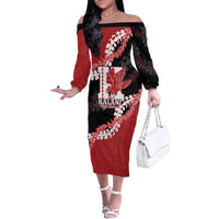 Personalized Kalani Hawaii High School Family Matching Off The Shoulder Long Sleeve Dress and Hawaiian Shirt Puakenikeni Lei Hawaiian Pattern - Polynesian Pride