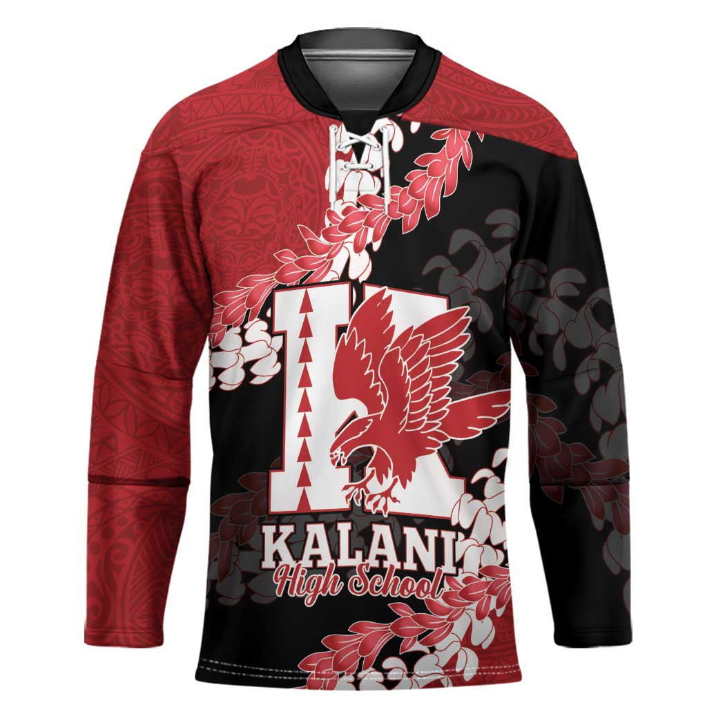 Personalized Kalani Hawaii High School Hockey Jersey Puakenikeni Lei Hawaiian Pattern - Polynesian Pride