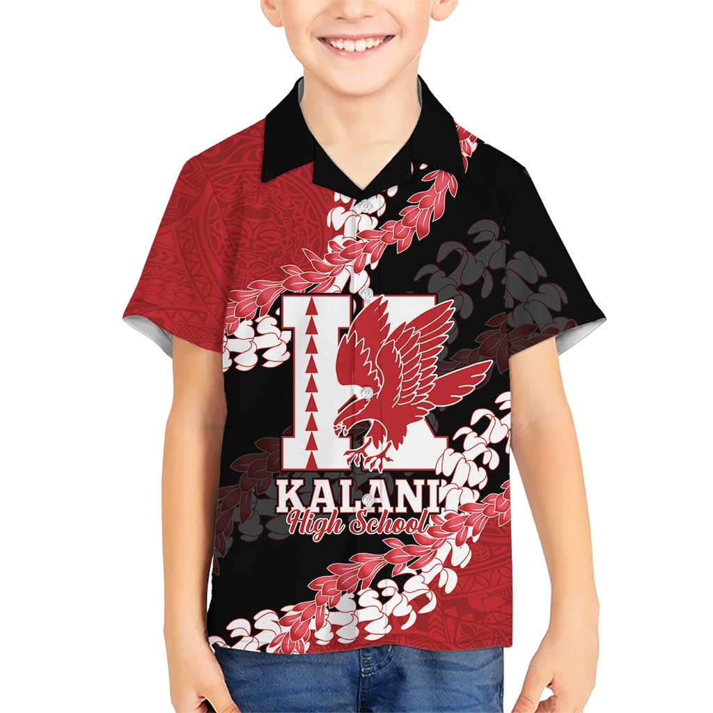 Personalized Kalani Hawaii High School Kid Hawaiian Shirt Puakenikeni Lei Hawaiian Pattern LT14 Kid Red - Polynesian Pride