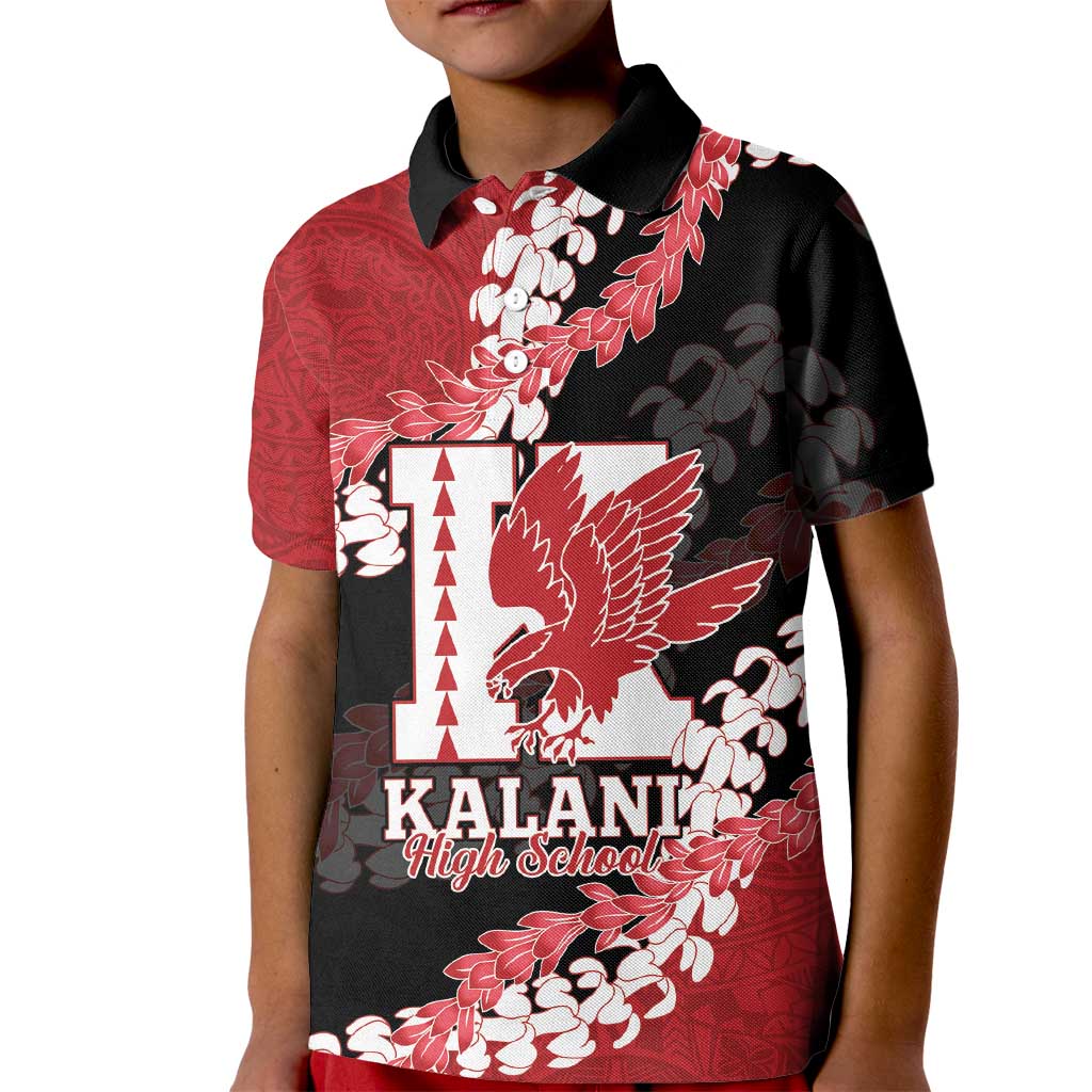 Personalized Kalani Hawaii High School Kid Polo Shirt Puakenikeni Lei Hawaiian Pattern LT14 Kid Red - Polynesian Pride