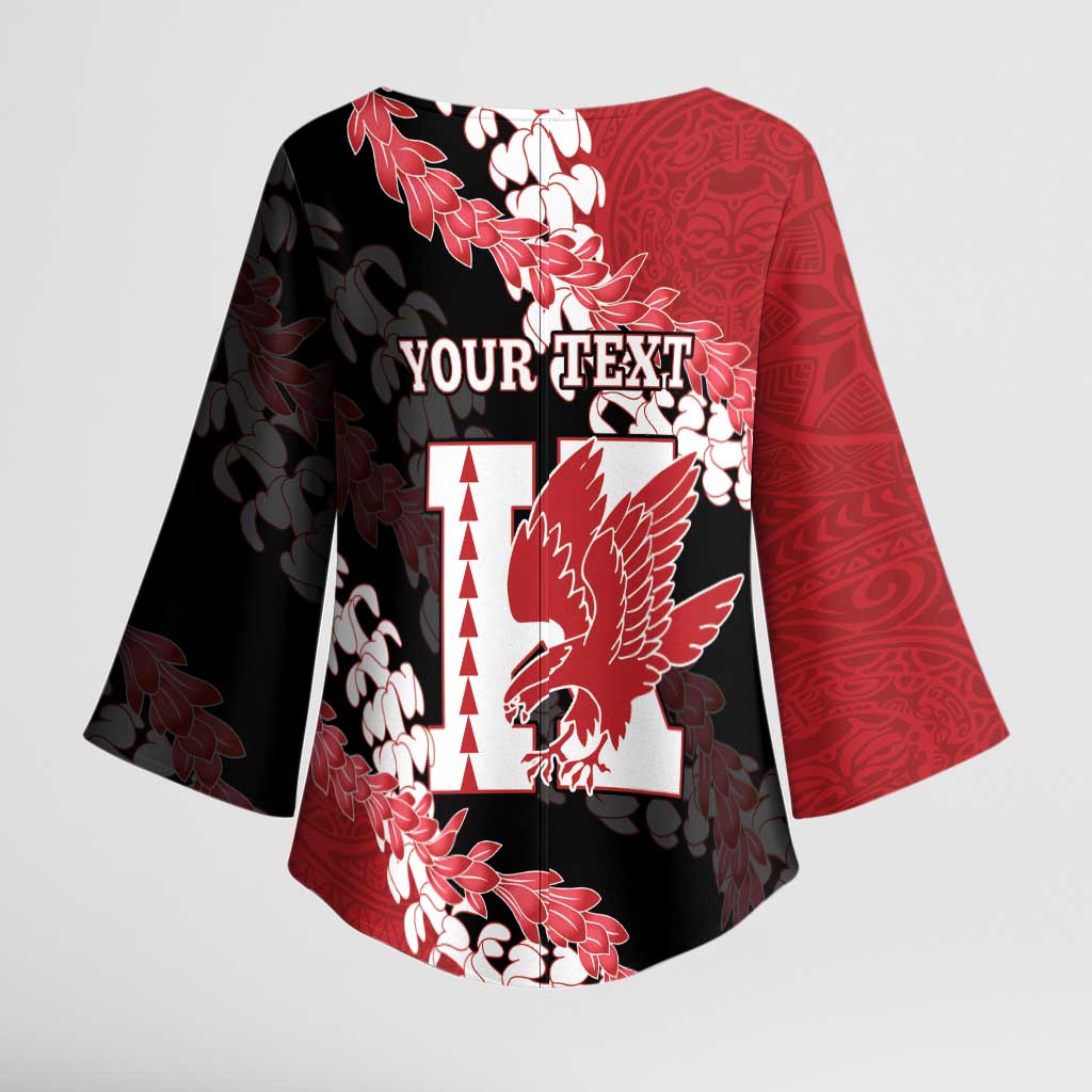 Personalized Kalani Hawaii High School Kimono Sleeve Blouse Puakenikeni Lei Hawaiian Pattern LT14 - Polynesian Pride