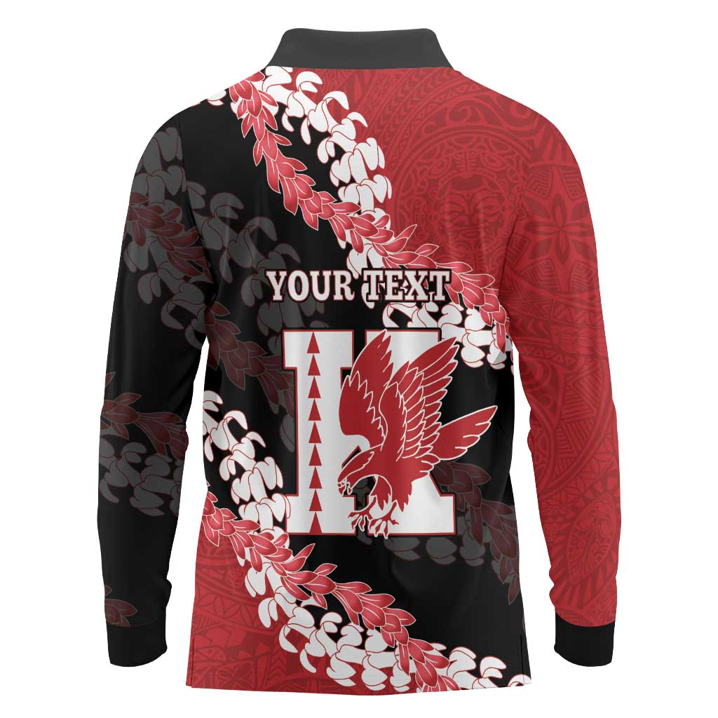 Personalized Kalani Hawaii High School Long Sleeve Polo Shirt Puakenikeni Lei Hawaiian Pattern LT14 - Polynesian Pride
