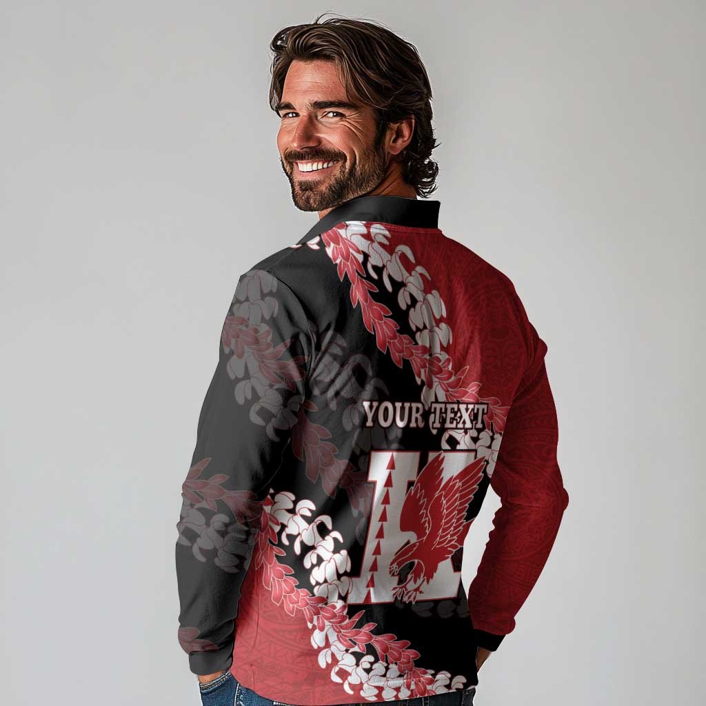 Personalized Kalani Hawaii High School Long Sleeve Polo Shirt Puakenikeni Lei Hawaiian Pattern LT14 - Polynesian Pride