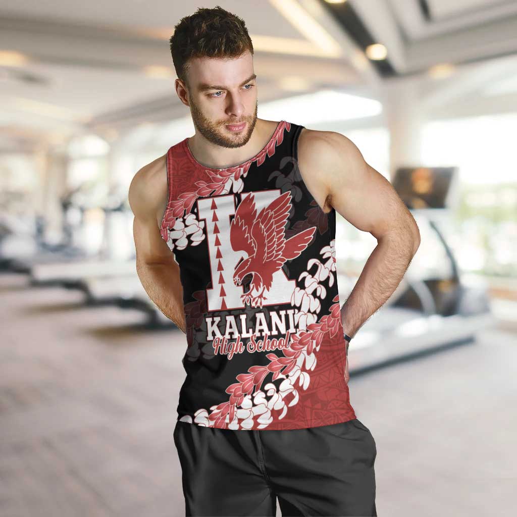 Personalized Kalani Hawaii High School Men Tank Top Puakenikeni Lei Hawaiian Pattern LT14 Red - Polynesian Pride