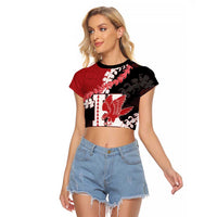 Personalized Kalani Hawaii High School Raglan Cropped T Shirt Puakenikeni Lei Hawaiian Pattern LT14 Female Red - Polynesian Pride