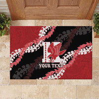 Personalized Kalani Hawaii High School Rubber Doormat Puakenikeni Lei Hawaiian Pattern LT14 Red - Polynesian Pride